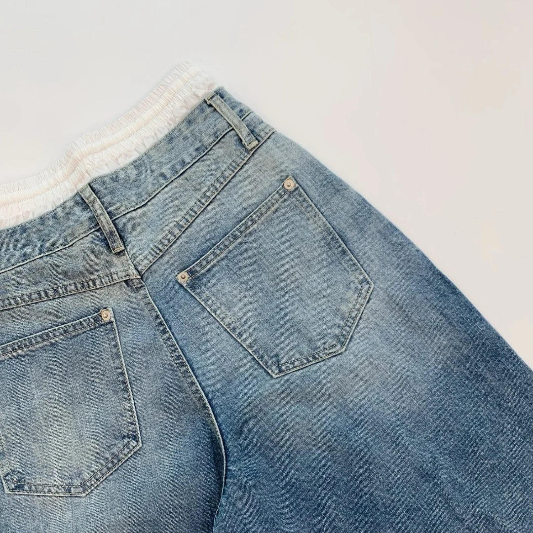 Denim Jeans Straight Leg Trousers for Women