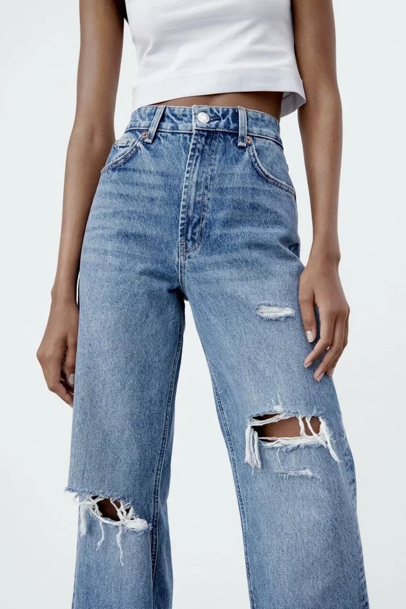 High Waist Wide Leg Long Jeans Women