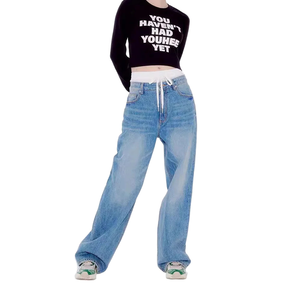 Denim Jeans Straight Leg Trousers for Women