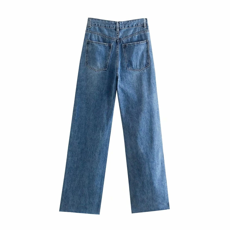 High Waist Wide Leg Long Jeans Women