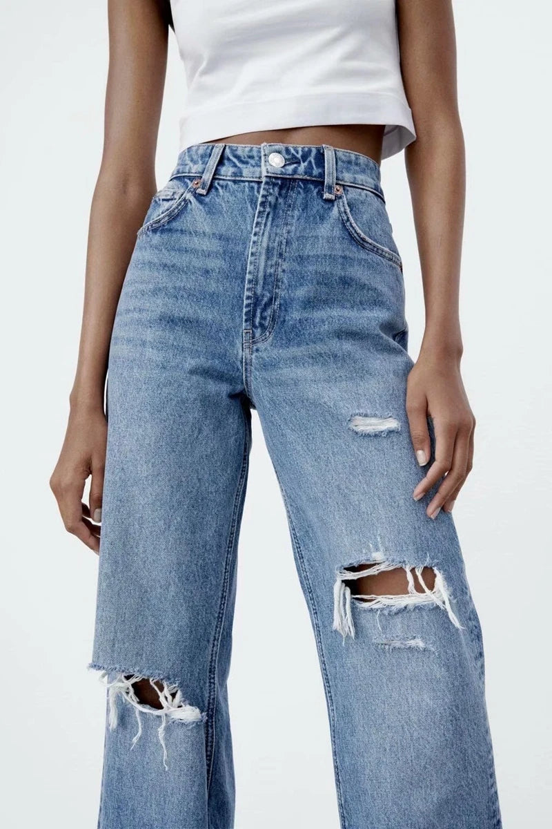 High Waist Wide Leg Long Jeans Women