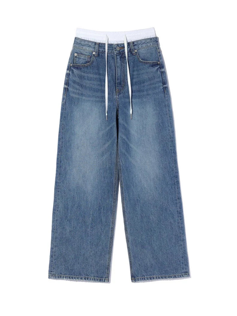 Denim Jeans Straight Leg Trousers for Women