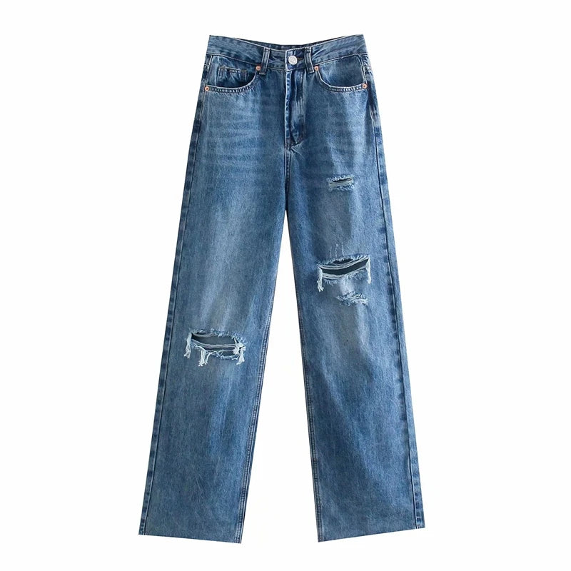 High Waist Wide Leg Long Jeans Women