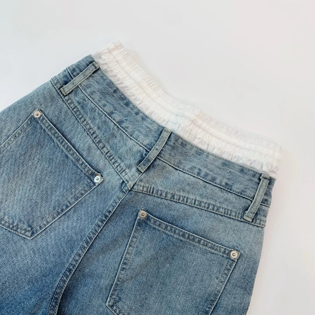 Denim Jeans Straight Leg Trousers for Women