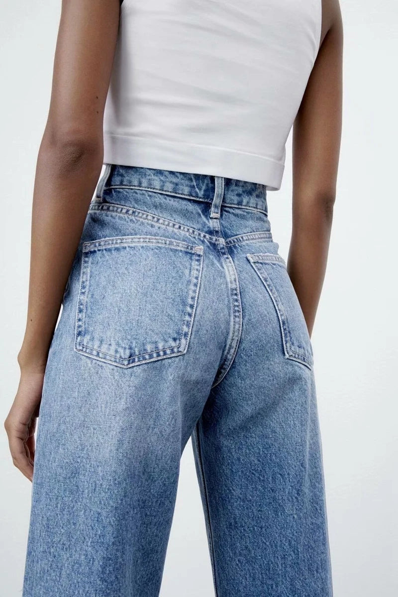High Waist Wide Leg Long Jeans Women