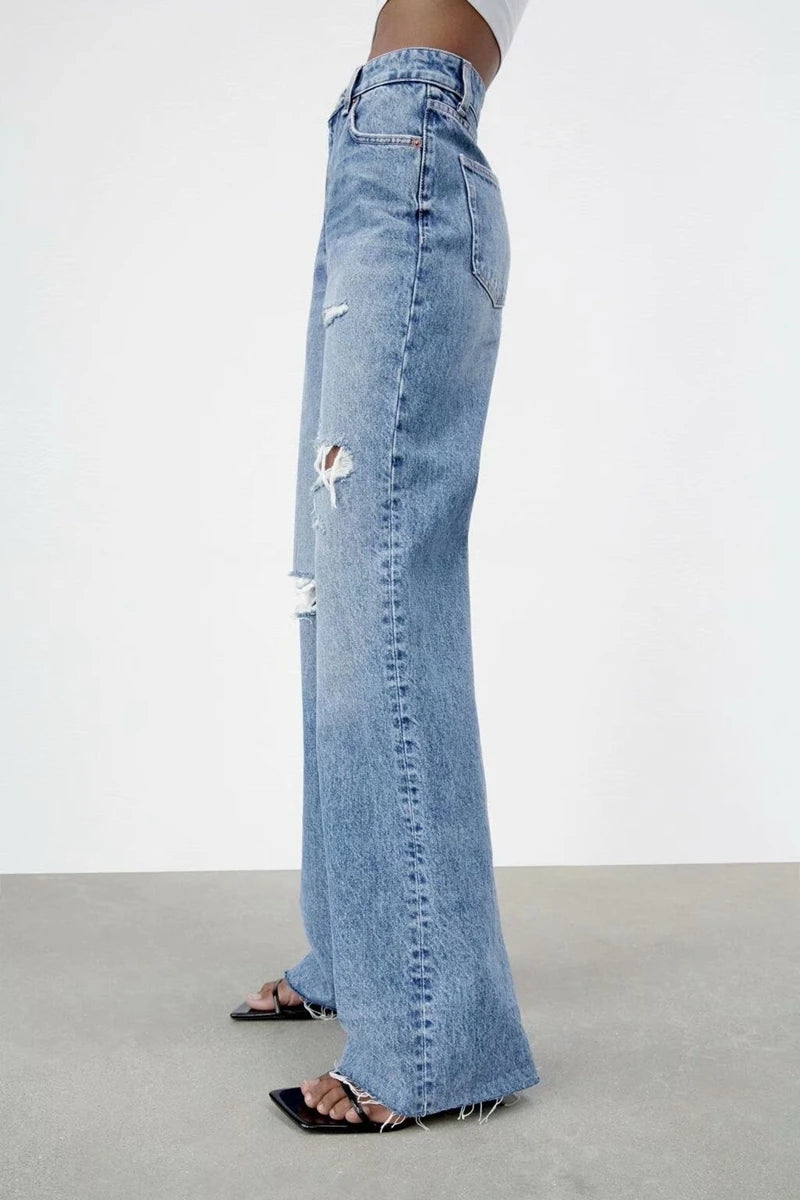High Waist Wide Leg Long Jeans Women