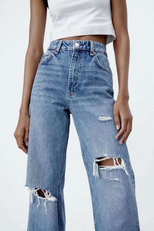 High Waist Wide Leg Long Jeans Women