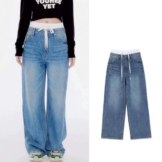 Denim Jeans Straight Leg Trousers for Women